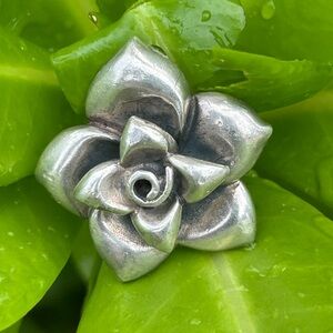 Vintage sterling silver Chunky Statement heavy big 3D rose flower floral ring 9